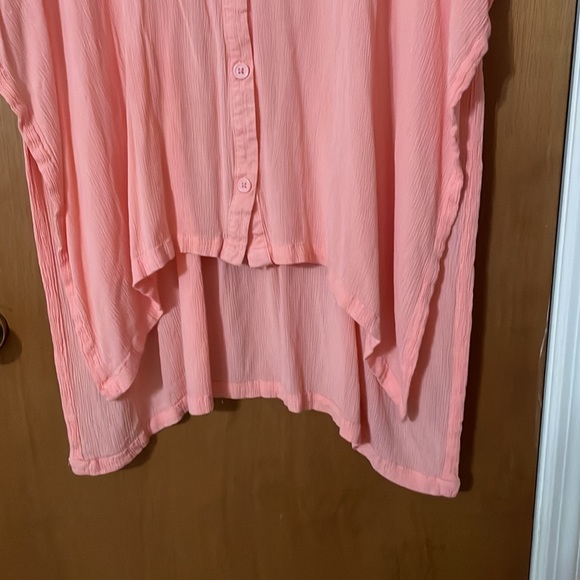 •PEYTON & PARKER•CORAL PINK 100% RAYON BUTTON UP OVERSIZED SWIM COVER UP SIZE XS - Picture 6 of 6